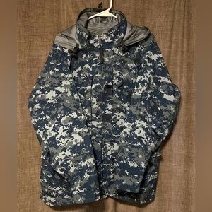 Vintage United States Navy Working Parka Blue Digital W/Hood Camo Parka Men S/M